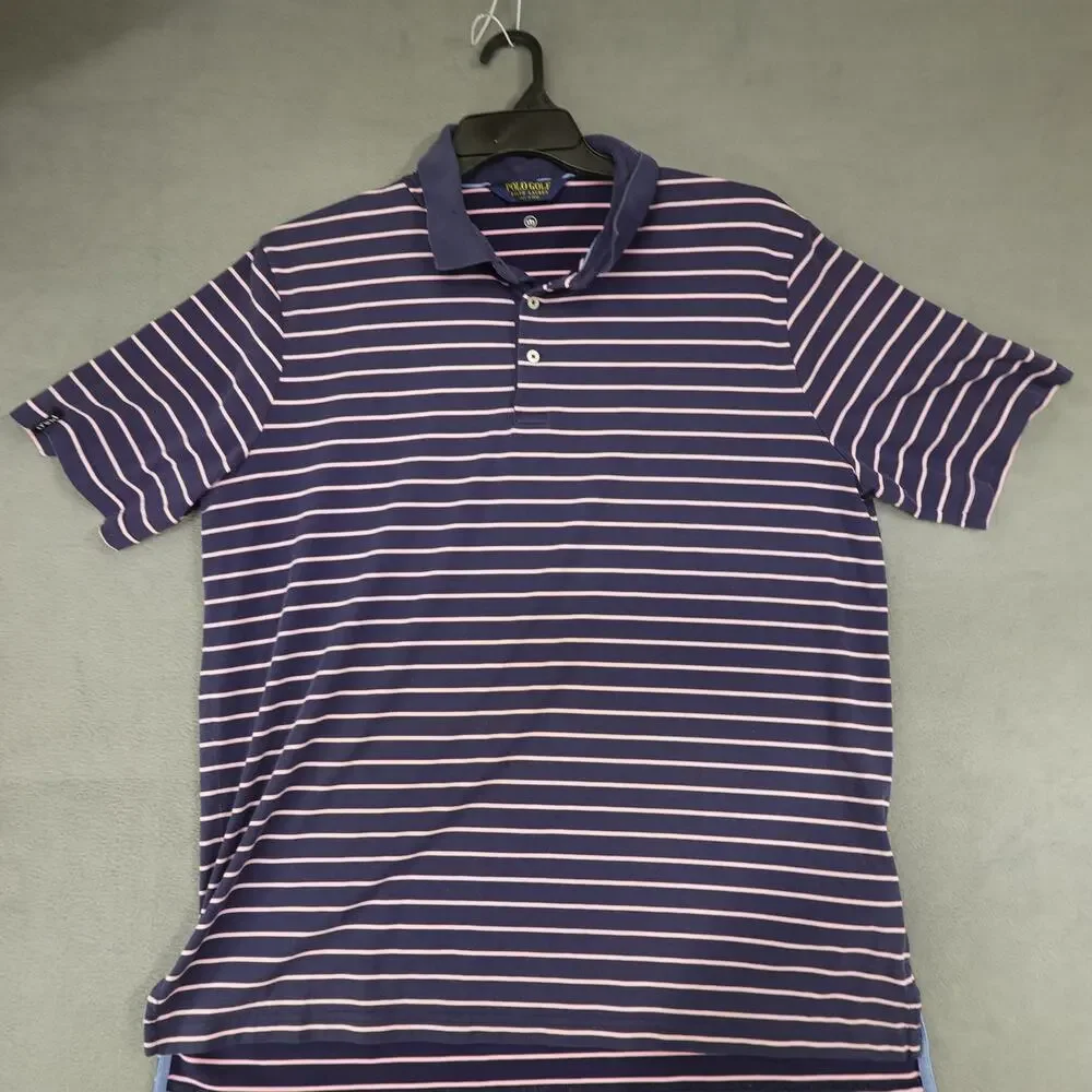 Polo Golf Ralph Lauren Performance Striped Blue Purple‎ Shirt XL Faded